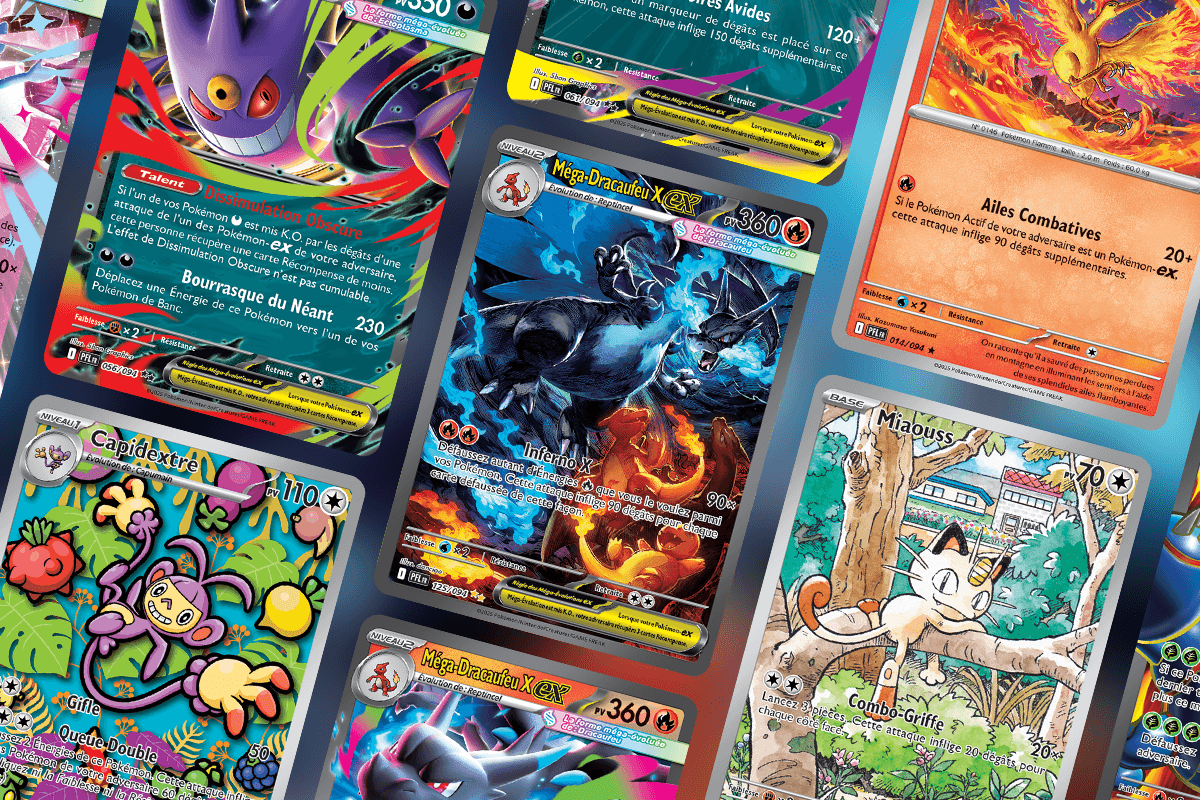 Liste complète des cartes Méga-Évolution Flammes Fantasmagoriques